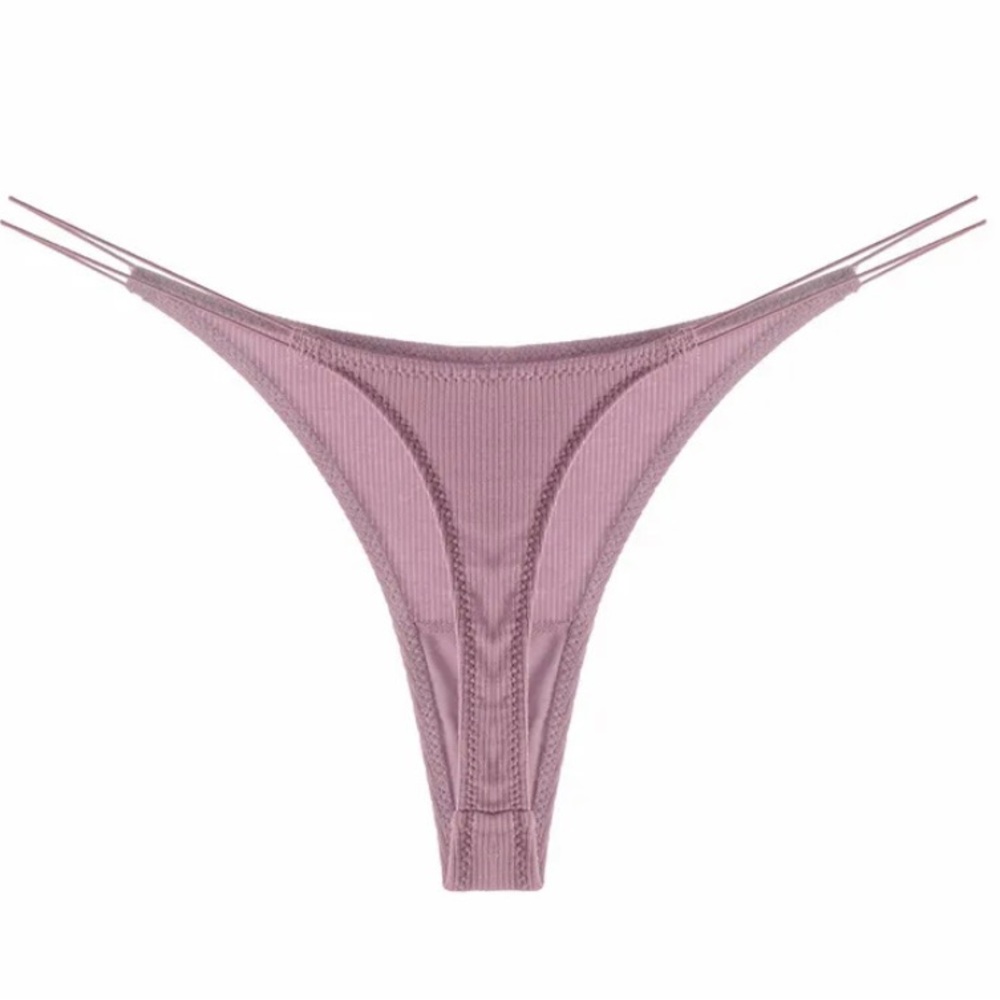 Three Pack Ribbed Style Thong Panties - Picture 8 of 11